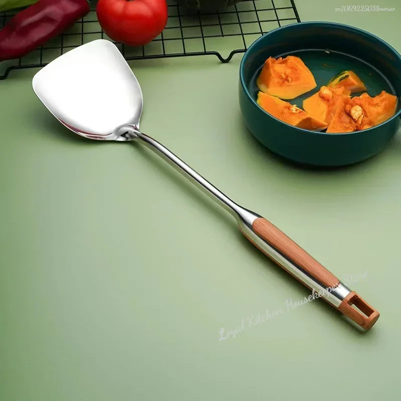 Long Handle Stainless Steel Wok Spatula Kitchen Slotted Turner Rice Spoon Ladle Cooking Tools Utensil Set Dropshipping utensilio